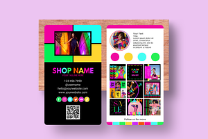 Neon QR Business Card Template