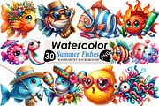 Quirky Whimsical Summer Fishes Clipa, an Illustration by Black Bird Studio (Thumbnail 1 of 6)