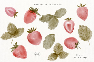 Strawberries - Watercolor Set