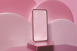 Mobile Phone On Pedestal Mockup, an Advertising Mockup by skybluecreative
