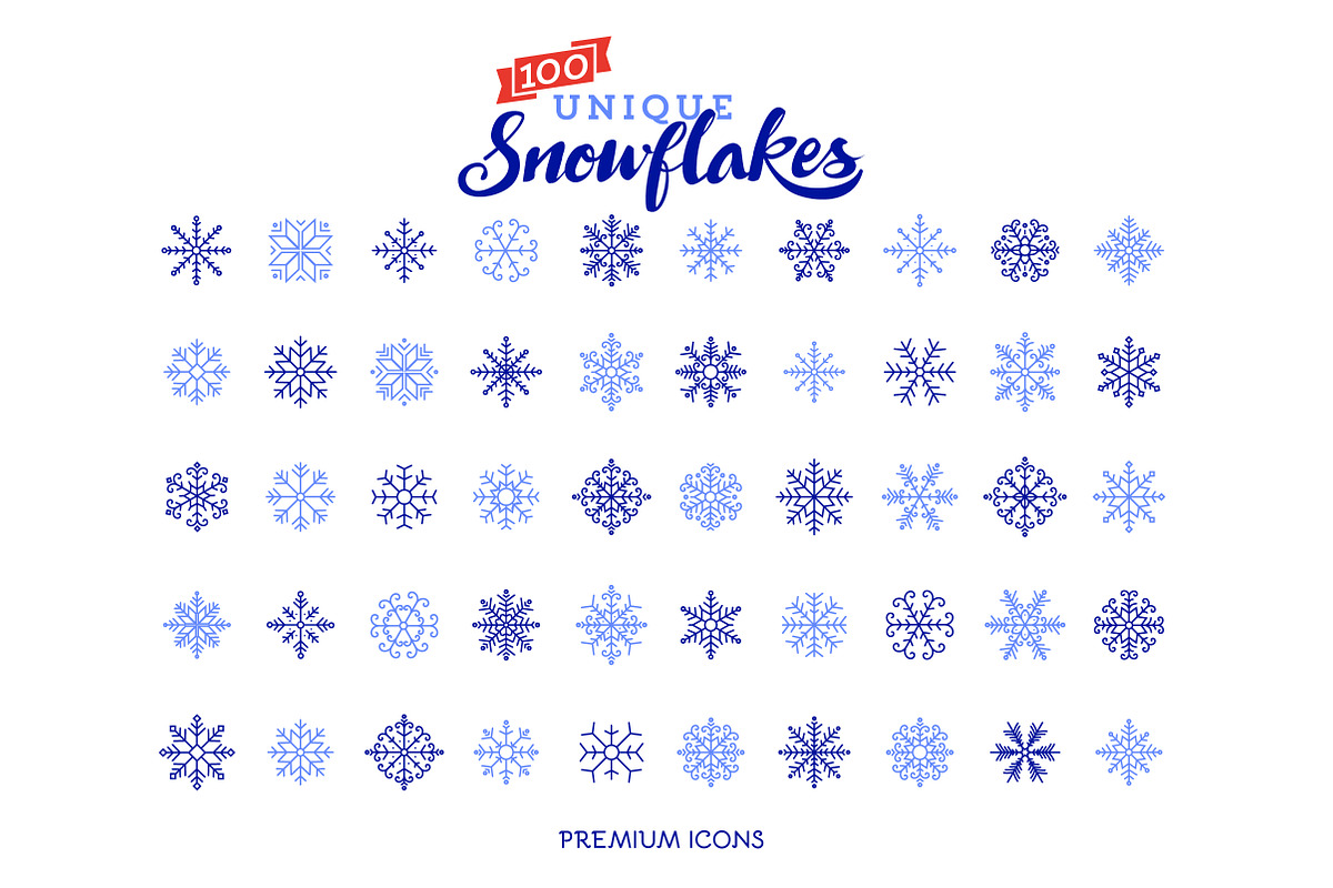 50 unique snowflakes icon, an Outline Icon by VectorBakery (Photo 5 of 5)