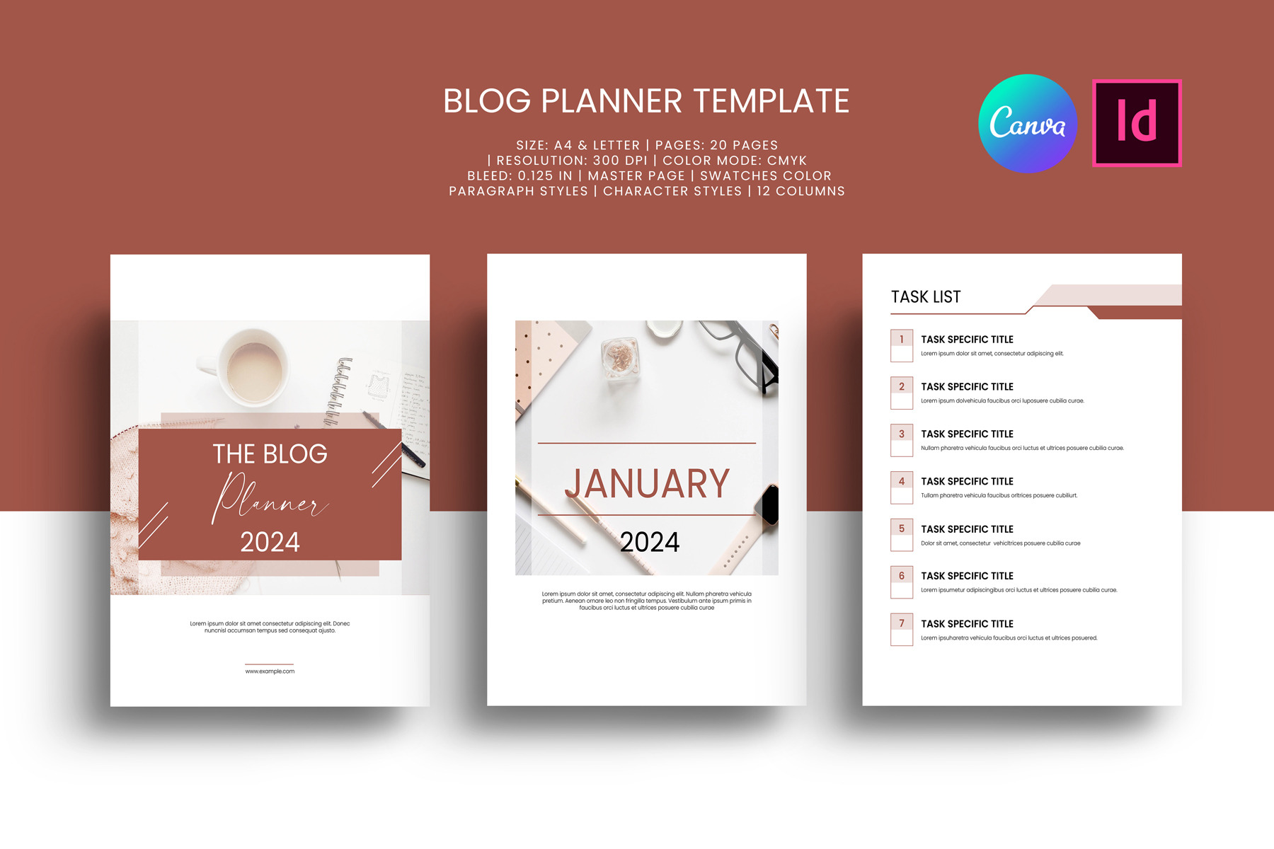 Blog Planner Kit Canva & Indesign, a Templates & Theme by Template Shop