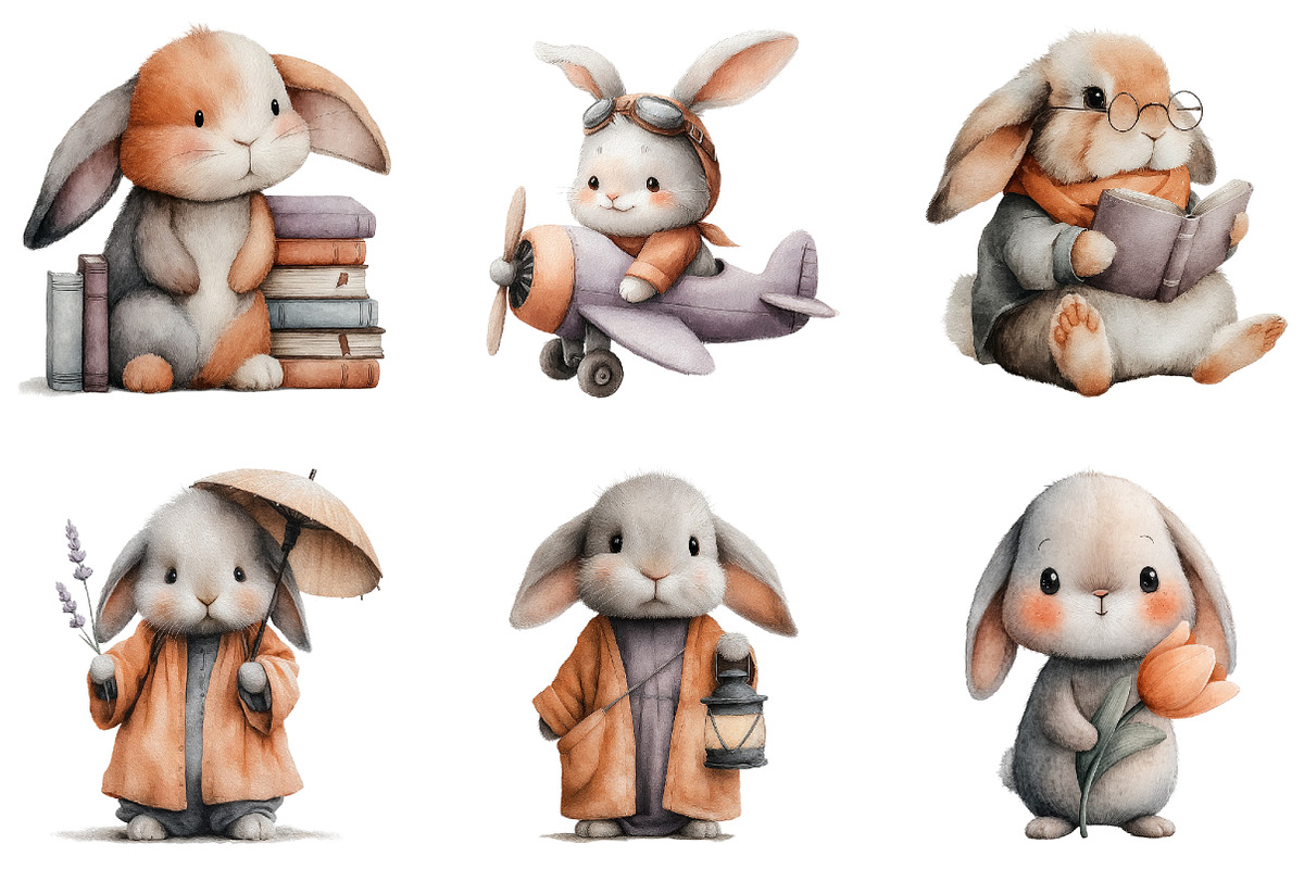 Watercolor Cute Purple Bunny Clipart, an Illustration by Sublimation Artist (Photo 7 of 7)