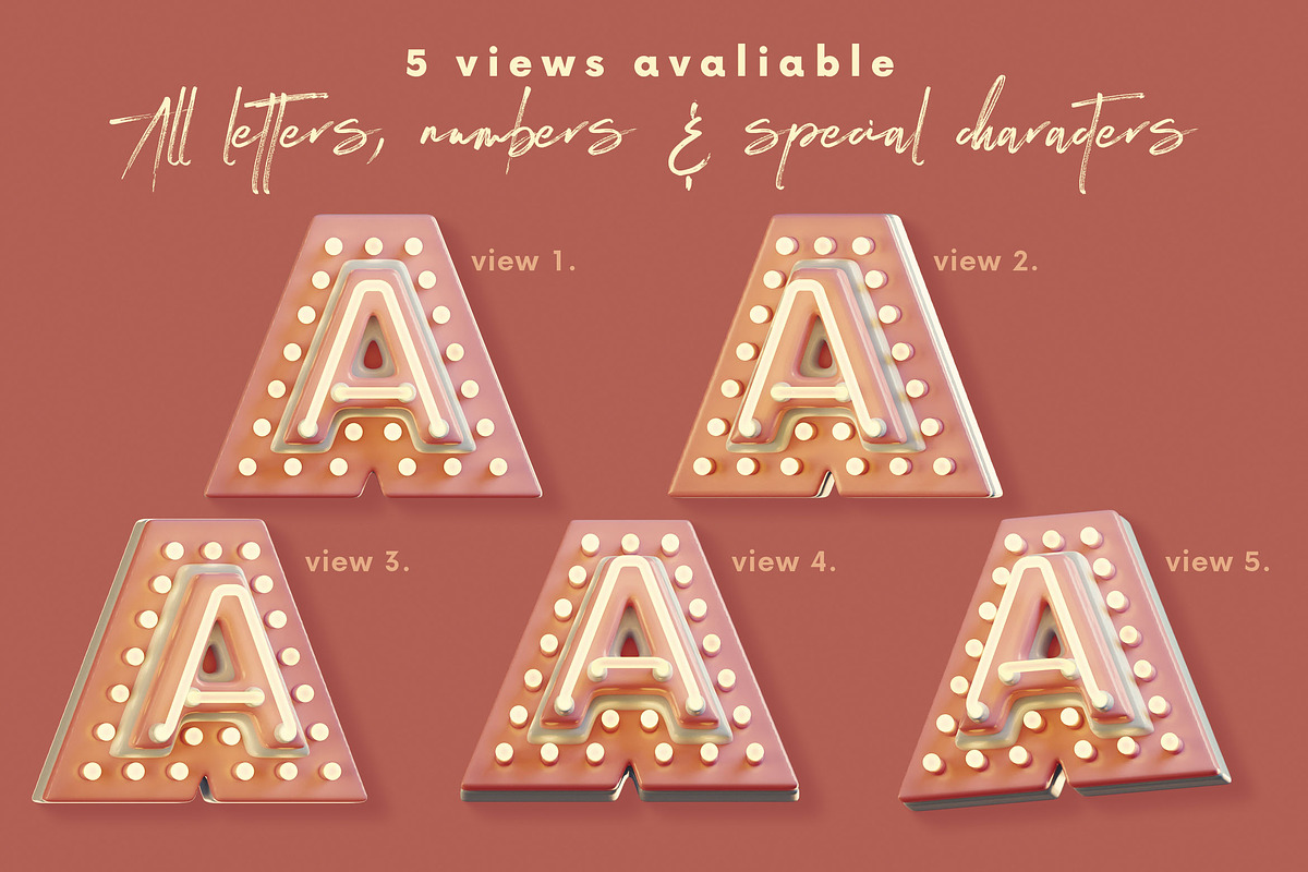 Theater Lights - 3D Lettering, a Graphic by MIIM (Photo 3 of 8)