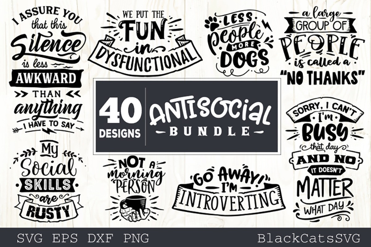 Sassy SVG bundle 40 designs antisoci, a Person Illustration by BlackCatsMedia (Photo 5 of 5)