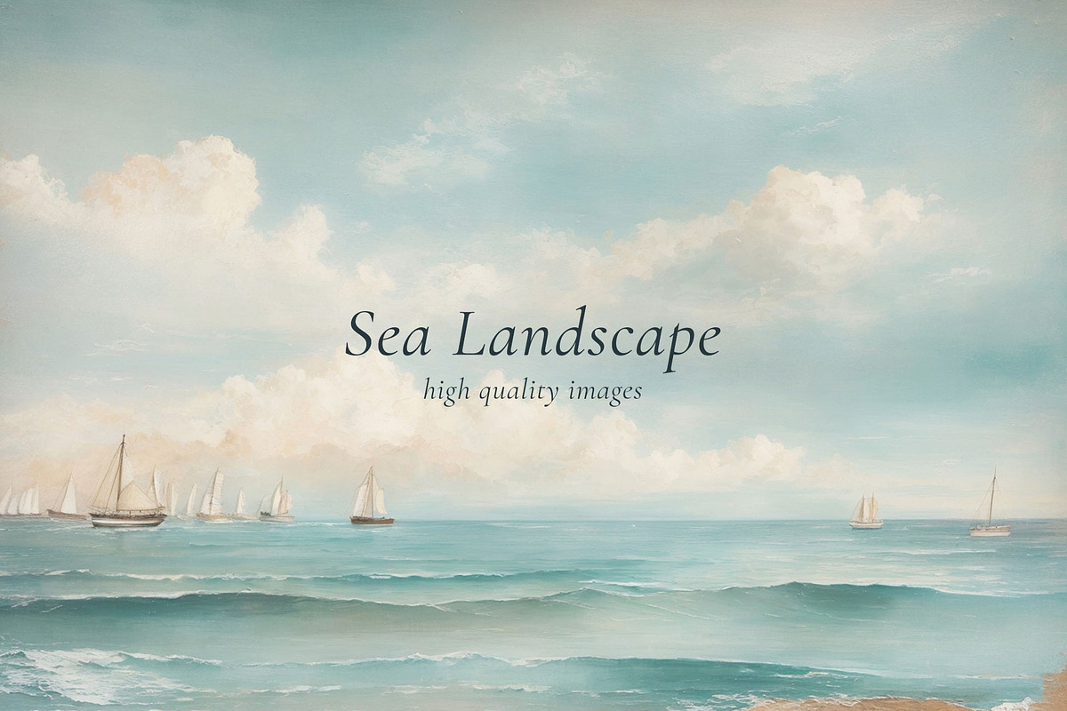 Seascape Oil Painting 'Sailboat', a Background Graphic by by creative paper (Photo 2 of 16)