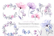 Watercolor Transparent Florals set, a Background Graphic by Akvarelldesign (Thumbnail 2 of 3)