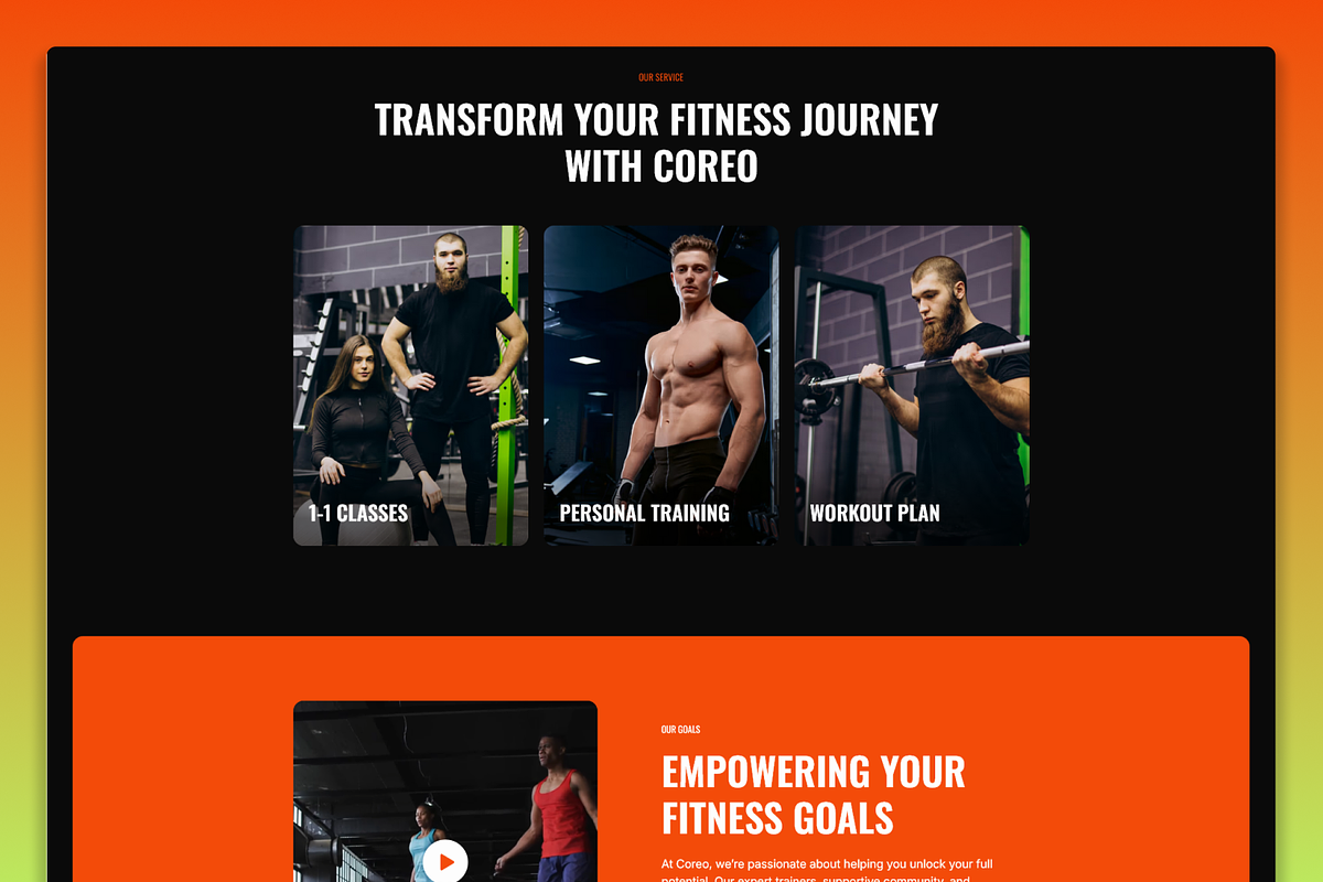 Coreo Fitness Gym Framer Template, a Landing Page Template by Flow Samurai Templates (Photo 4 of 5)