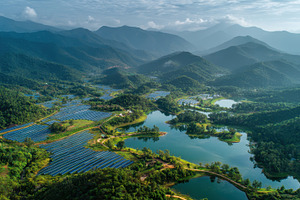 Solar panels are arranged in rows, a Photo by Pavel_design