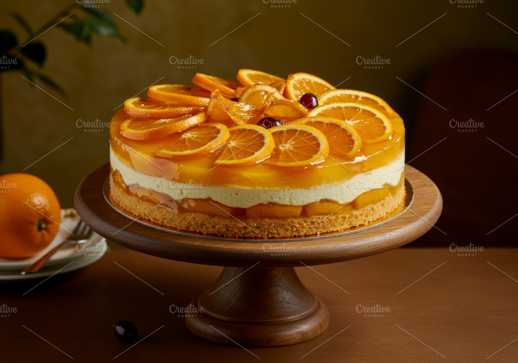 Citrus mousse cake topped with orang, a Food & Drink Photo by professorinc