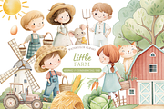 Little Farm Watercolor Clipart, an Illustration by MockupWizard (Thumbnail 1 of 7)