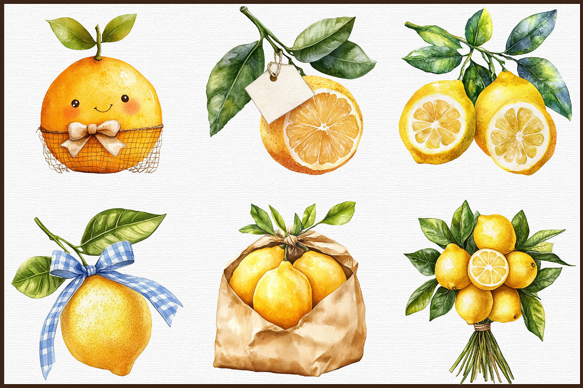 Watercolor Lemon Bundle Clipart, an Illustration by Sublimation Artist (Photo 3 of 6)