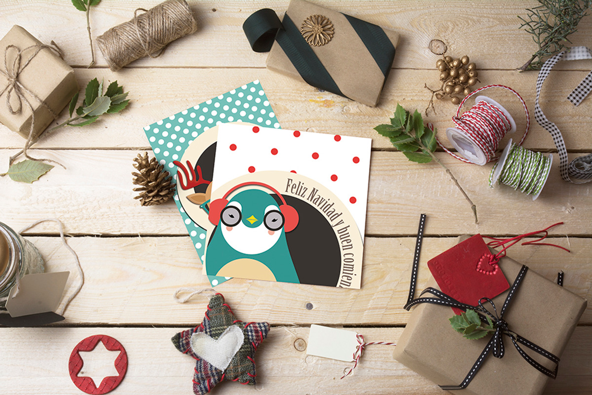 Xmas-Holiday invitation PSD mockup, a Print Template by JAY MID IMAGE (Photo 2 of 3)
