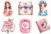Watercolor Coquette Nurse Clipart, an Illustration by OK Design (Thumbnail 4 of 5)