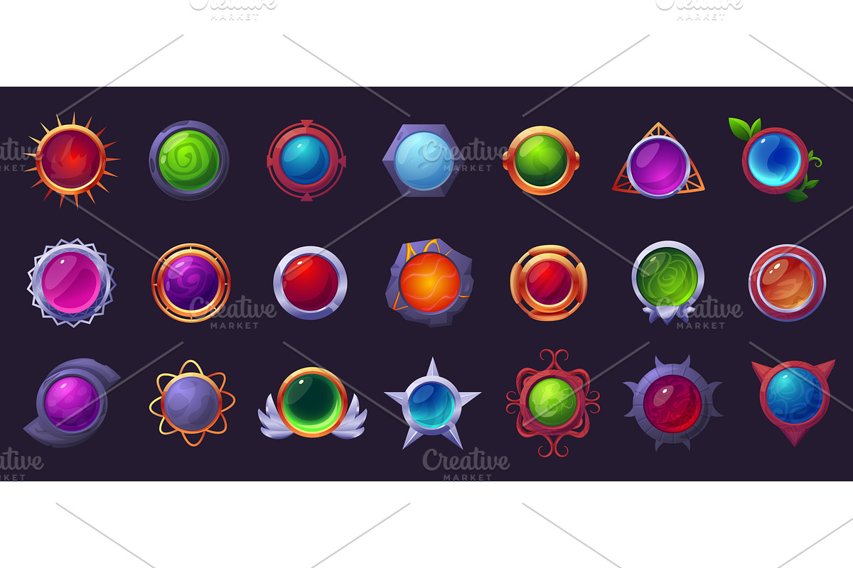 Circle buttons. Game design, ui ux, an Illustration by LadadikArt