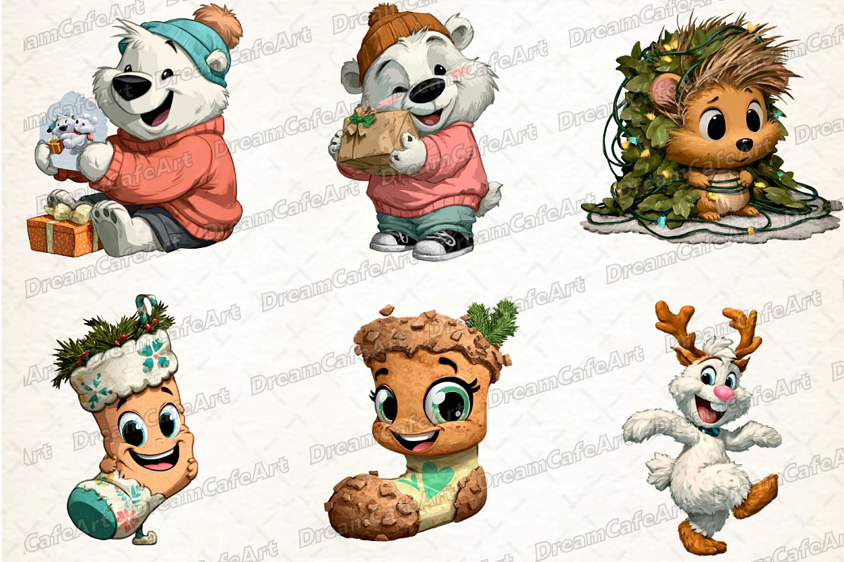 Funny Christmas  Clipart, an Illustration by DreamCafeArt (Photo 7 of 8)