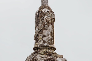 Weathered stone cross on an old pede, an Architecture Photo by Perpis