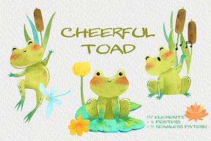 Cheerful Toad, Frog clipart