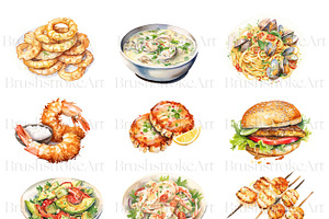 Watercolor Seafood Clipart, Fish PNG