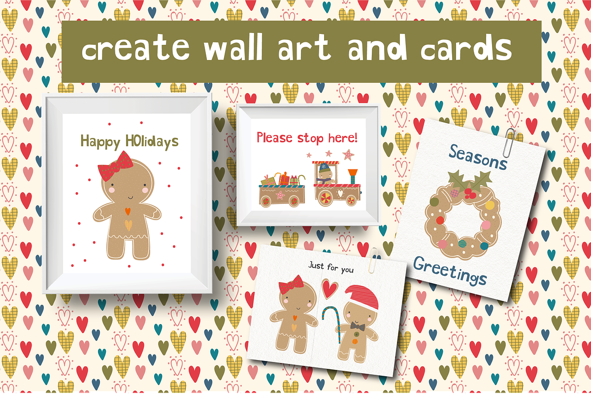 Gingerbread clipart set, a Seasonal Illustration by Poppymoondesign (Photo 2 of 3)