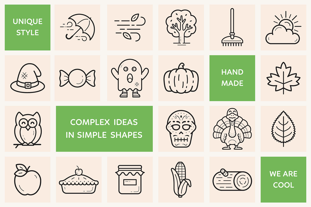 Autumn and Leaves Outline Icons, an Outline Icon by Sargatal (Photo 4 of 4)