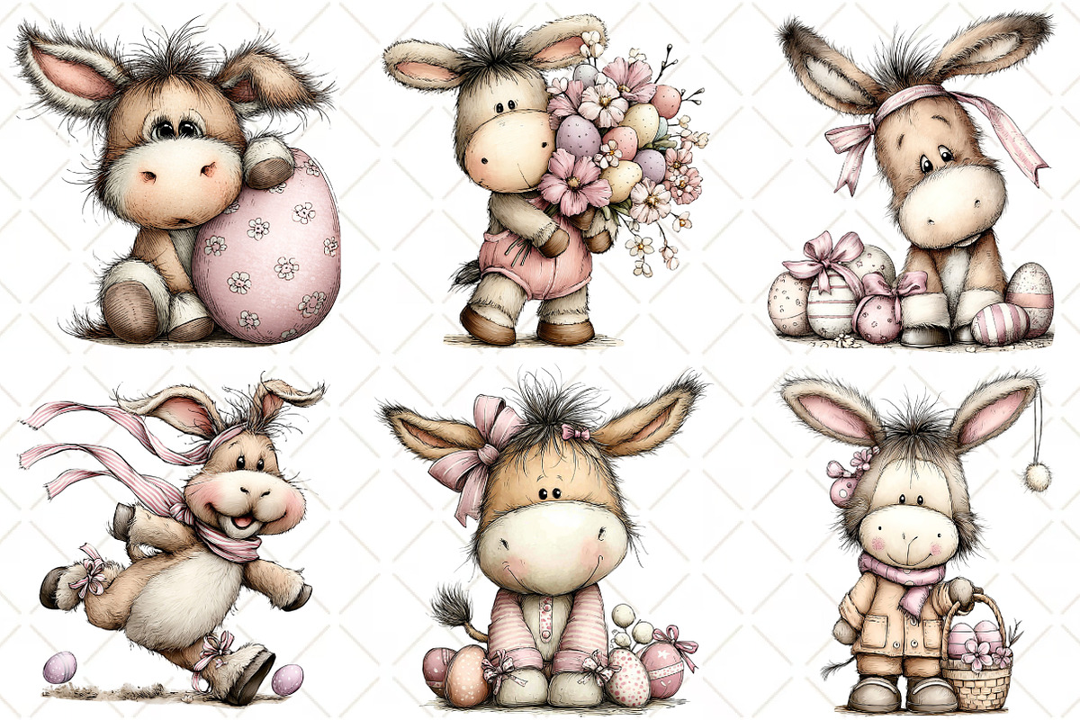 Whimsical Easter Donkey Clipart, an Illustration by Black Bird Studio (Photo 2 of 6)