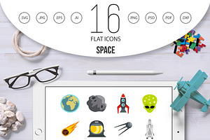 Space Set Flat Icons