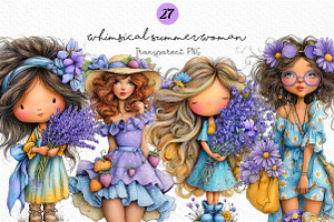 Whimsical Summer Woman Clipart, a Seasonal Illustration by Craft Nest