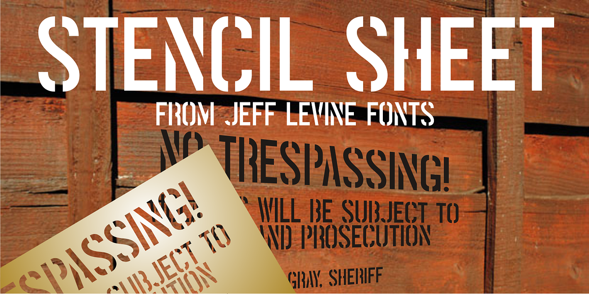 Stencil Sheet JNL, a Sans Serif Font by Jeff Levine Fonts