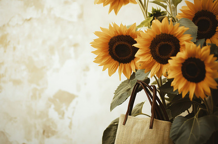 Decorative sunflower display, a Photo by Beautiful things