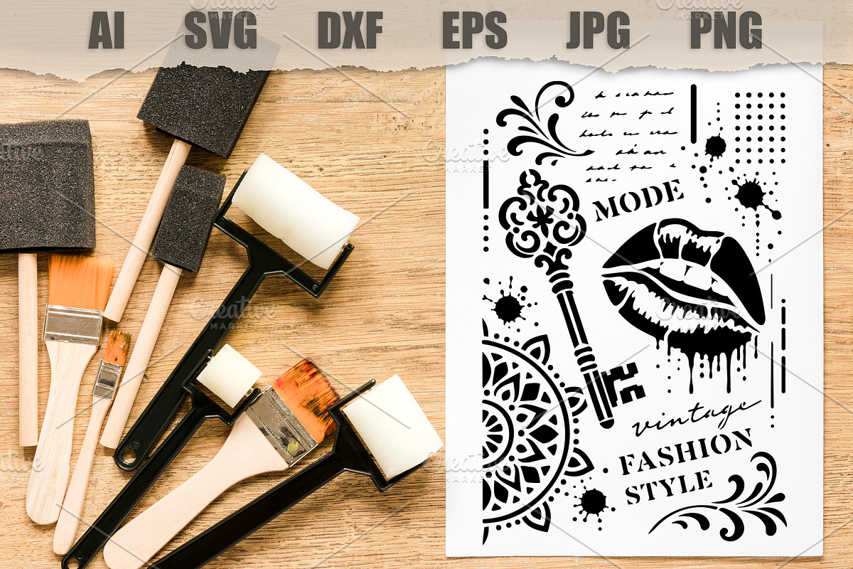 Stencil Vintage Fashion Lips, an Object Illustration by MARYCRAFTIRIA (Photo 2 of 3)