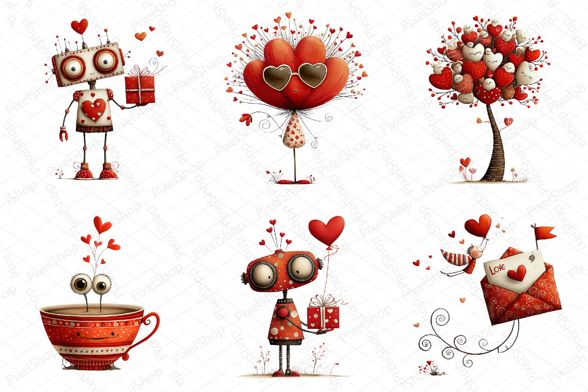 Quirky Valentine Whimsical Love Clip, an Illustration by DreamPrint404 (Photo 3 of 6)