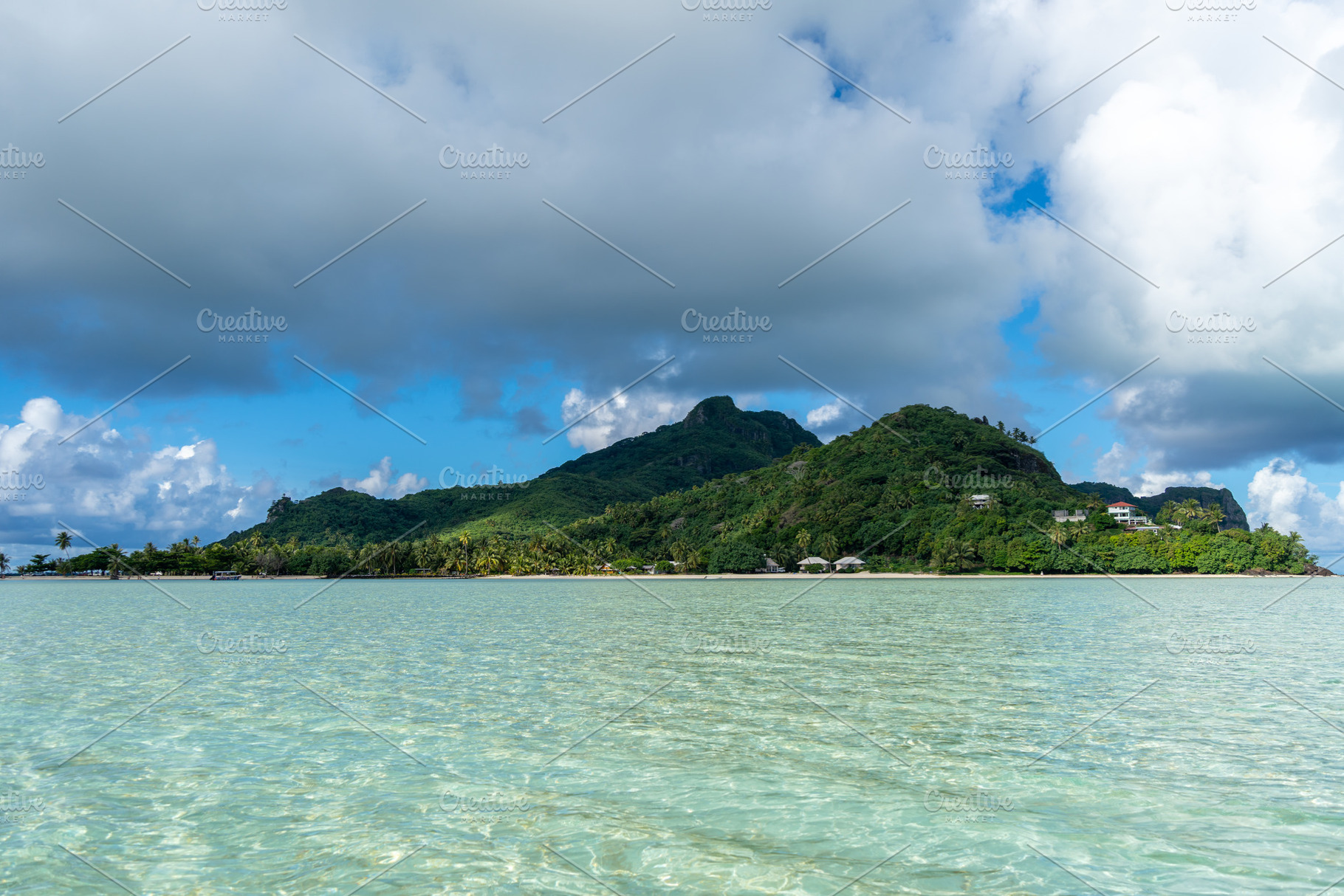 View of Maupiti Island from a white sand beach, French Polynesia, a Nature Photo by GoodGoods
