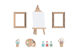Set of art tools. Frames for