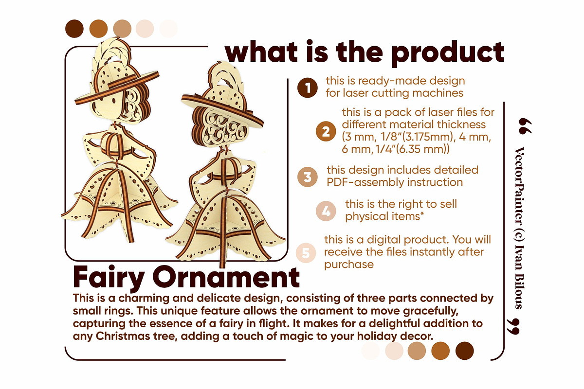 Fairy Girl Ornament - Laser Cut File, an Object Graphic by VectorPainter (Photo 10 of 16)