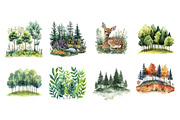 Watercolor Green Forest Clipart, an Illustration by Dream Creation (Thumbnail 6 of 8)