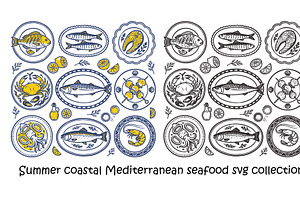 Hand drawn Mediterranean seafood svg