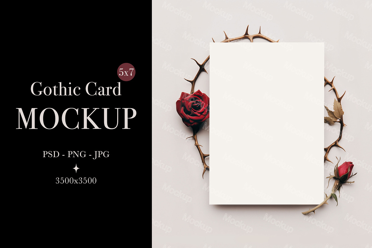 Gothic Invitation Card Mockup, a Product Mockup by Pixel Charm Studio (Photo 1 of 3)