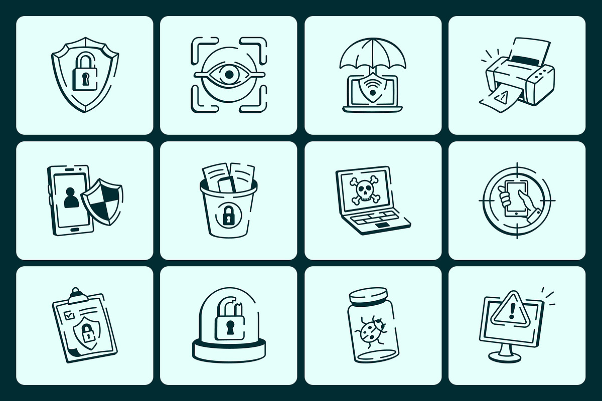 Cyber Security Doodle Icon Set, an Outline Icon by Vectors Market (Photo 5 of 7)