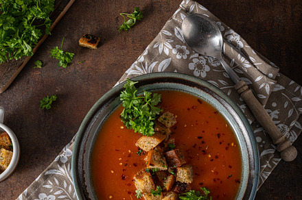 Original goulash soup with bread, a Food & Drink Photo by Stepanek Photography