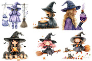 Halloween  witches Clipart, an Illustration by Watercolor design (Thumbnail 2 of 4)