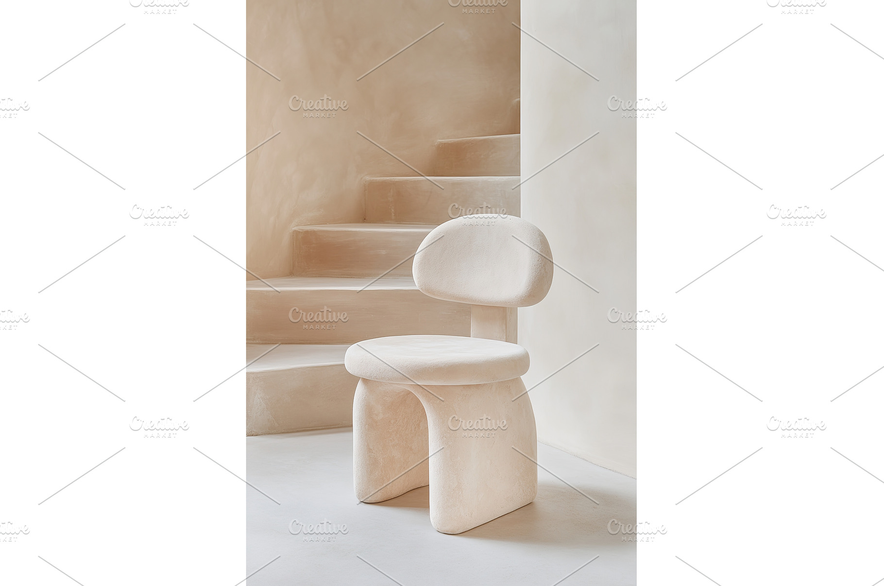 Minimalist beige chair in modern, an Architecture Photo by Lermont51