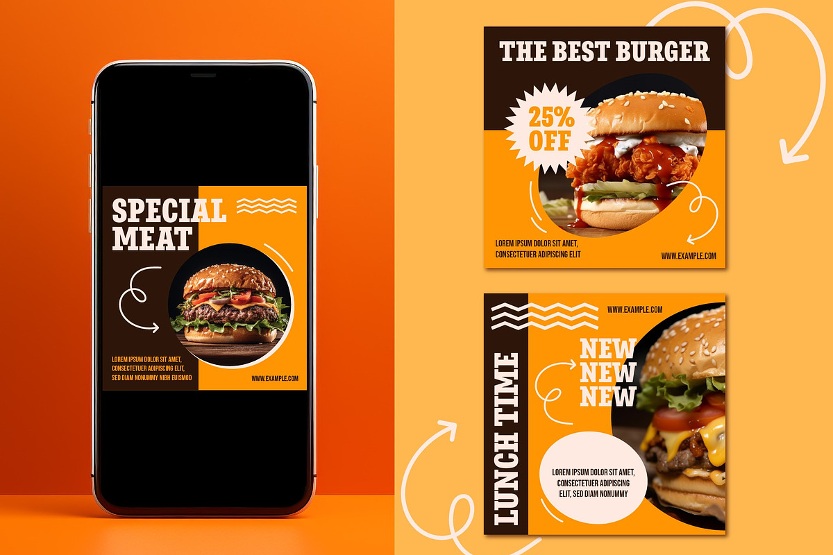 Fast Food Social Media Post, a Templates & Theme by studiogstock (Photo 1 of 4)