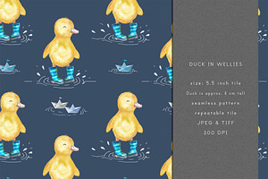 Duck in Wellies Surface Pattern