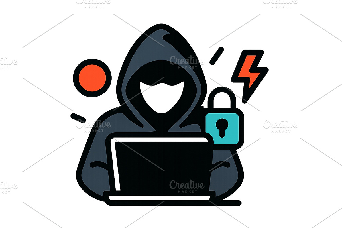 Cybersecurity threat represented by, a Technology Illustration by ZinetroN