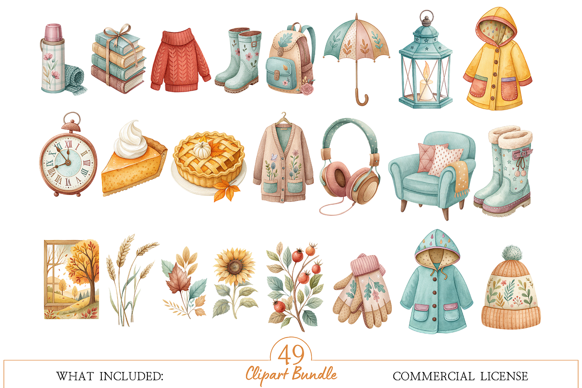 Cozy Fall Clipart, a Decorative Illustration by MockupWizard (Photo 3 of 5)