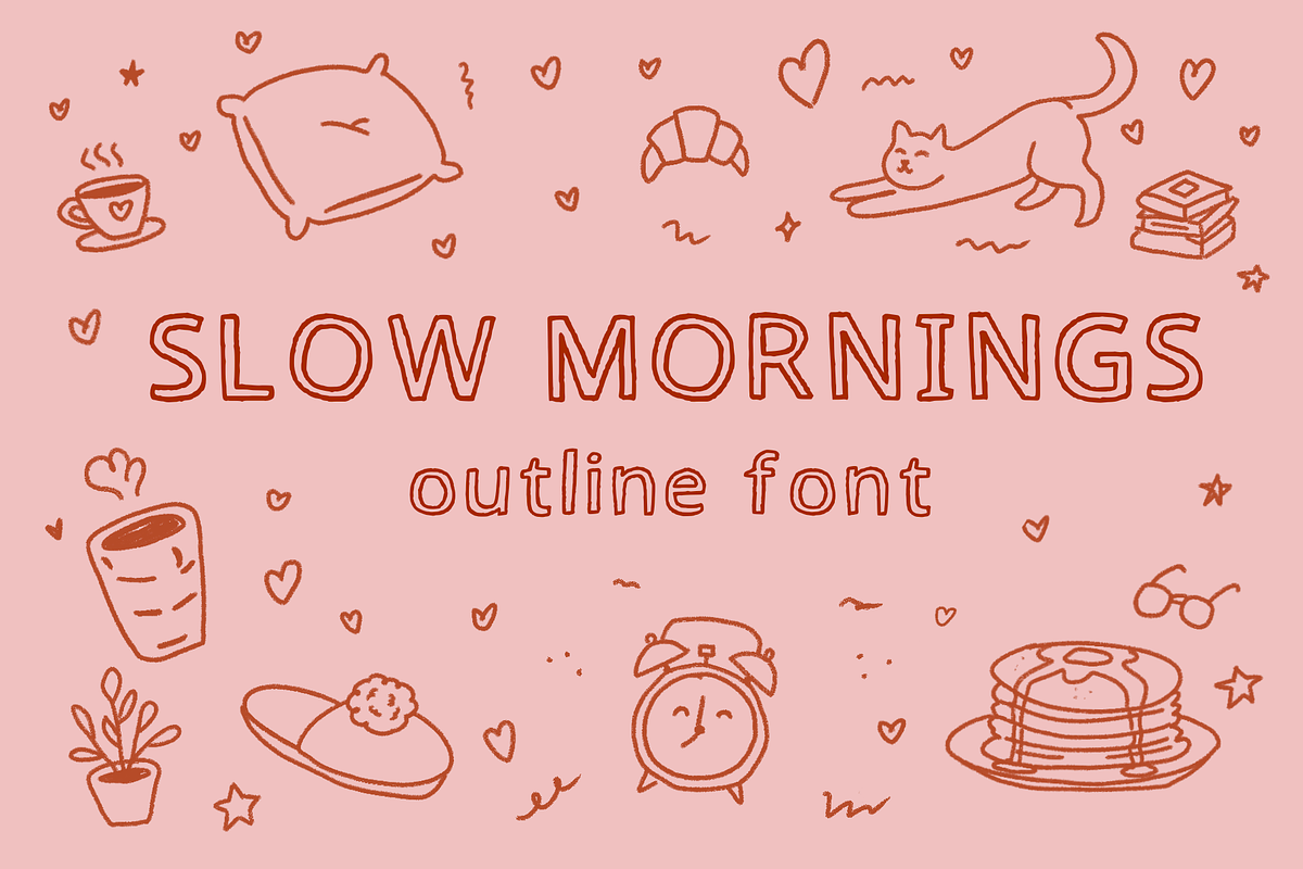 Slow Morning Outline Handdrawn Font, a Handwritten Font by Ashiya Pixel (Photo 1 of 15)