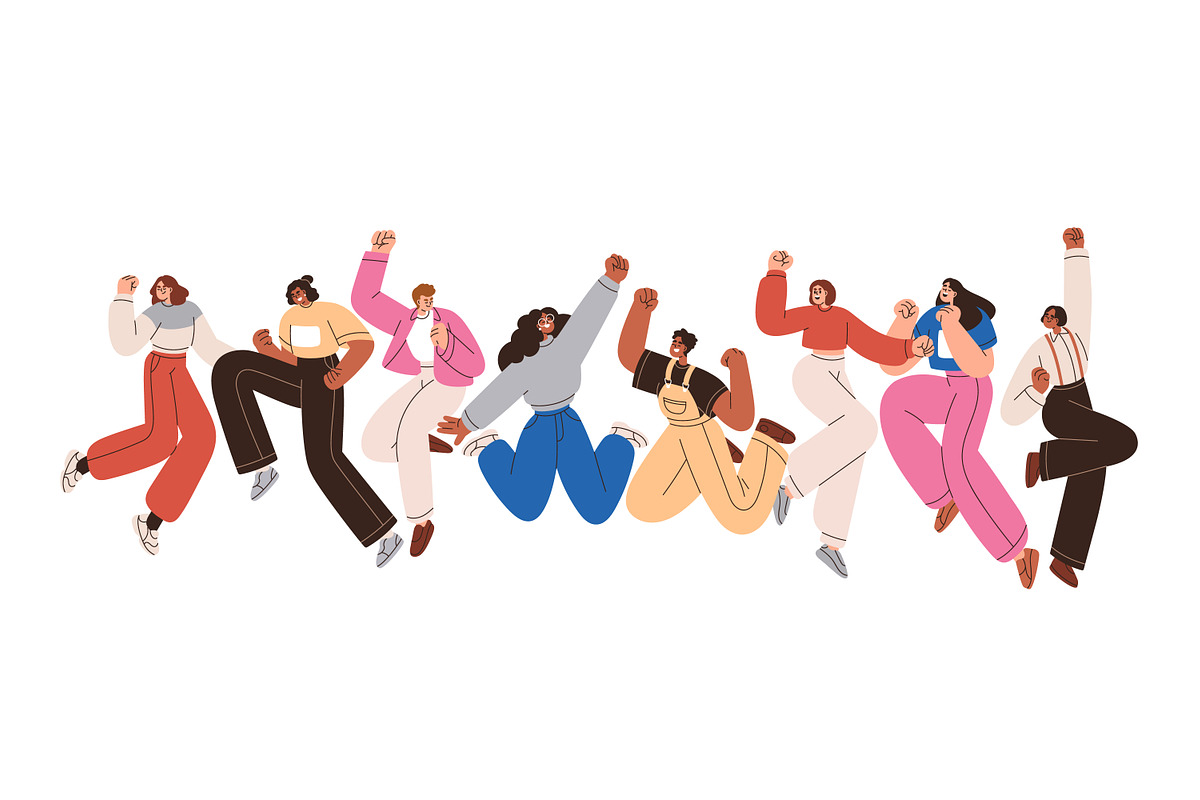 Happy people jump, celebrate success, a Person Illustration by Good Studio