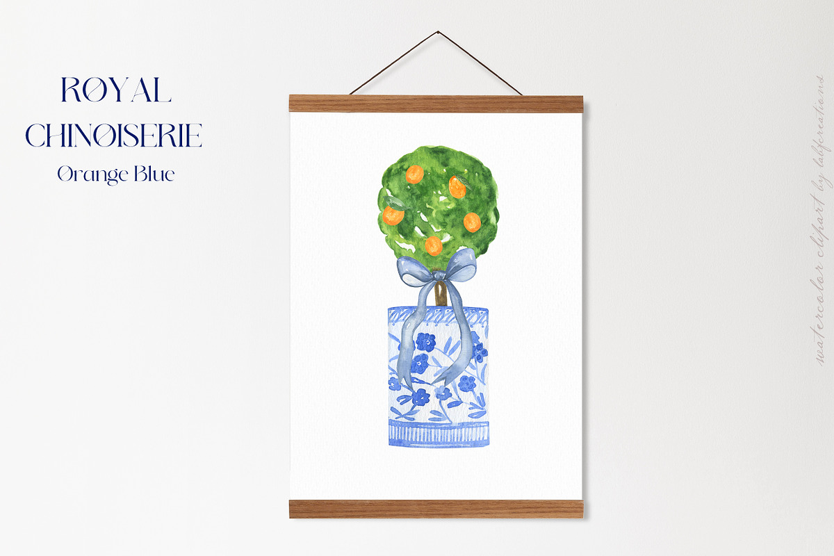 Royal Chinoiserie Orange Topiary, a Decorative Illustration by LABFcreations (Photo 4 of 12)