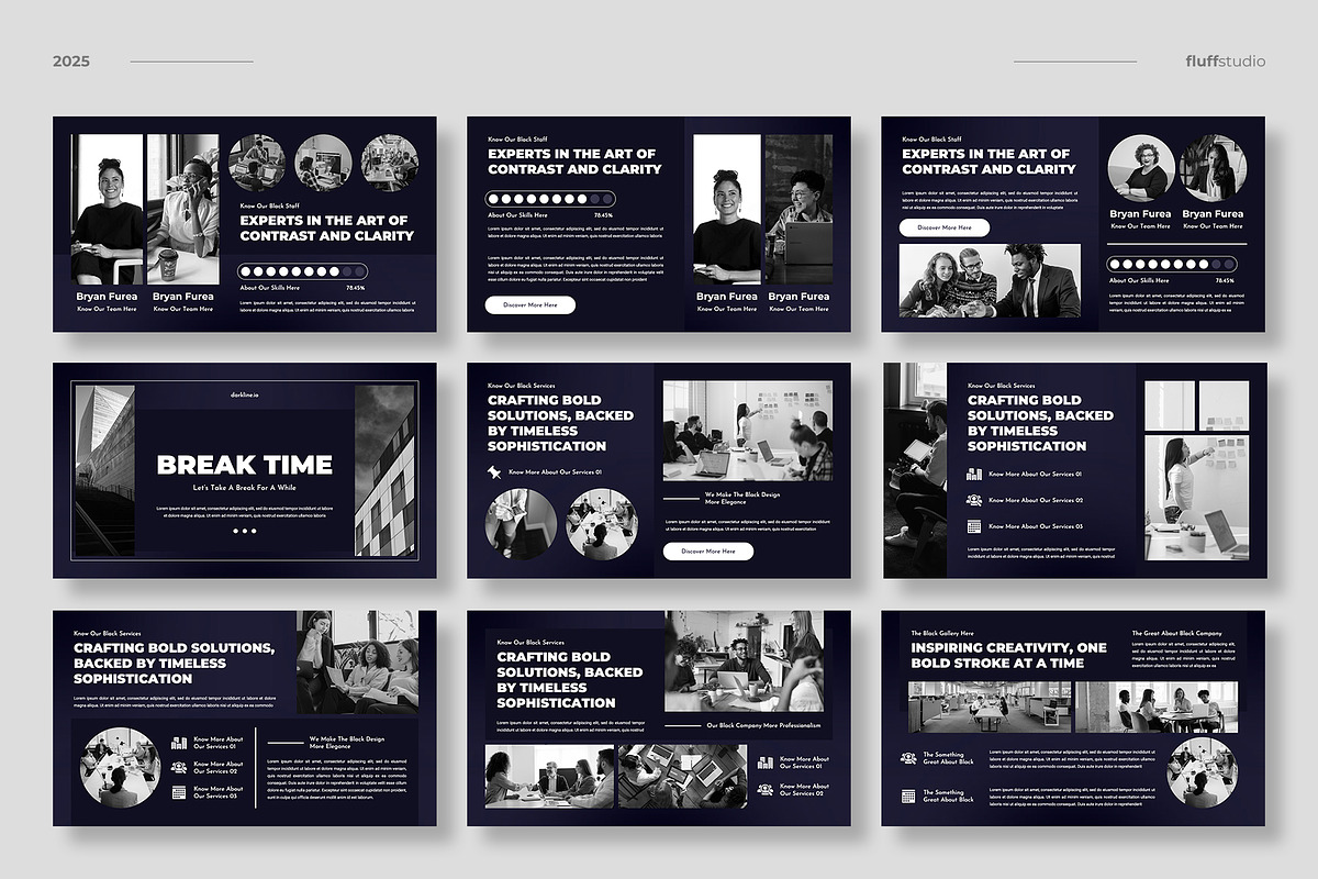 Black Google Slides Template preview 4